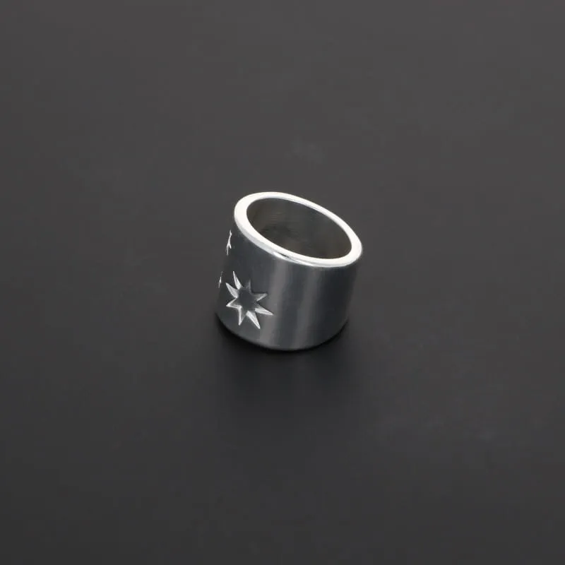 Secret de Cuir N°1309 Bague 3 Étoiles Réglable Argent
