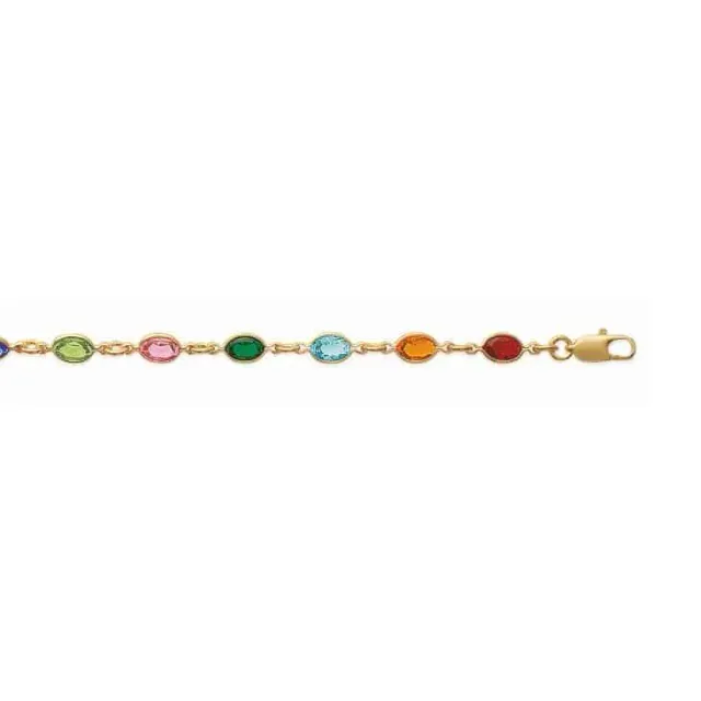 Oriana France bracelet cristaux multicolores plaqué or sertis