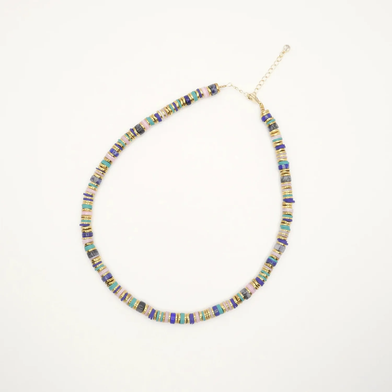 Cloralys Elwood bleu collier 37 cm perles heishi