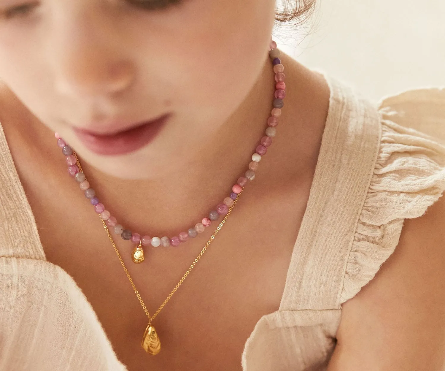 Elise Tsikis Ondine collier coquillage 45 cm femme
