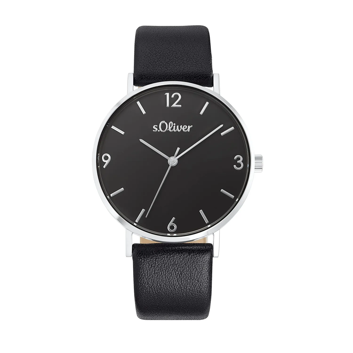s.Oliver montre femme acier noir Schwarz Edelstahl