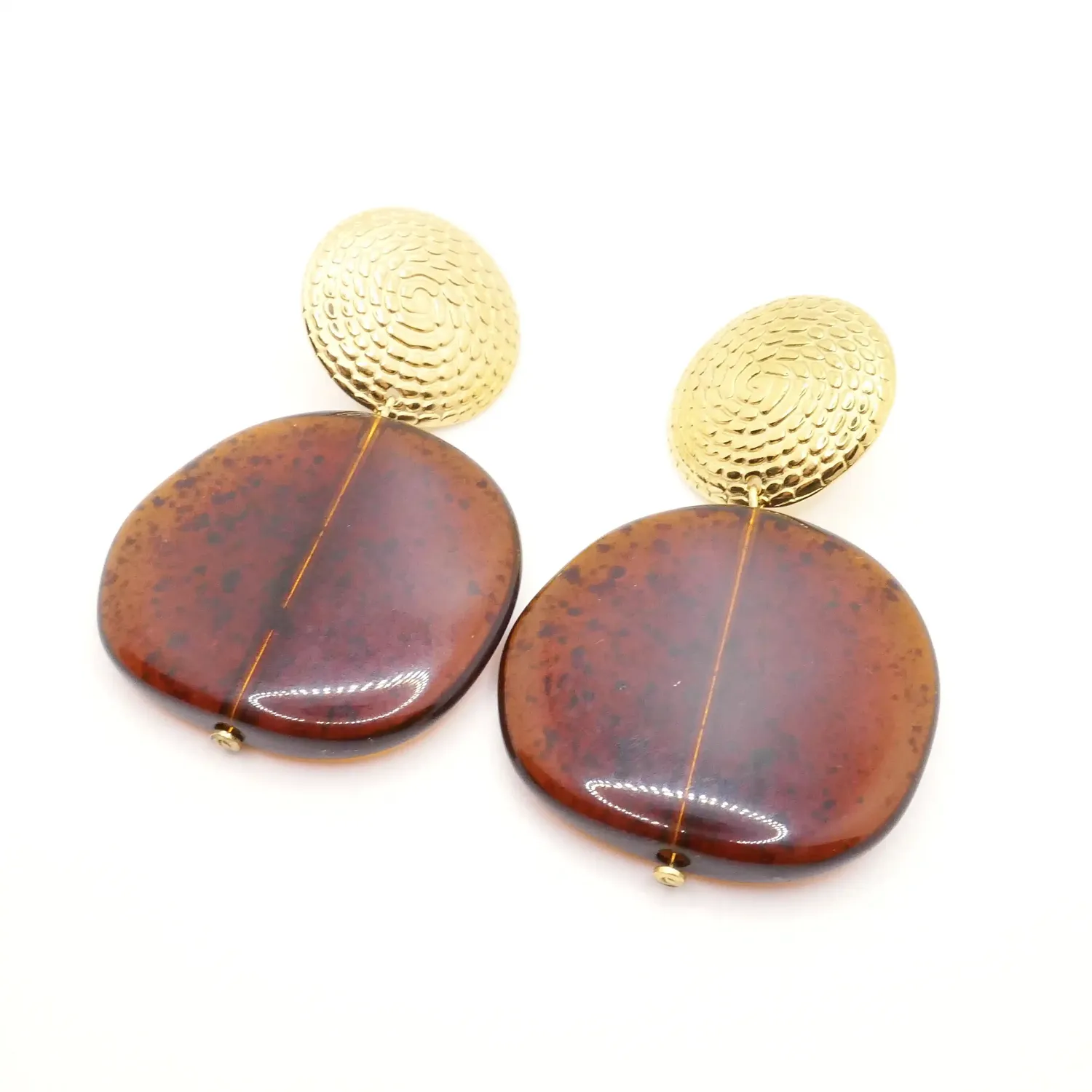 Cloralys Judith boucles d'oreilles palet marbré marron