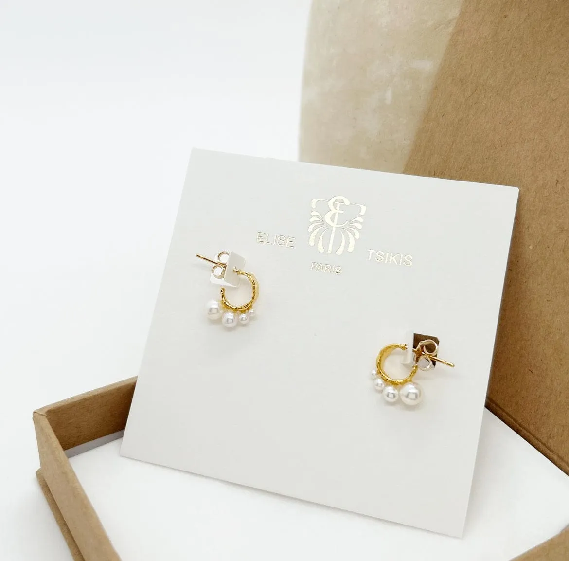 Elise Tsikis Hellenica Myrine boucles d’oreilles perles martelées