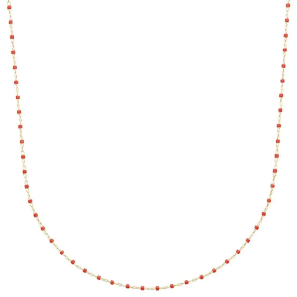 Oriana France miyuki rouges collier plaqué or perles