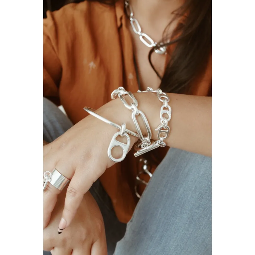 Secret de Cuir N°634 bracelet rectangle plaqué argent