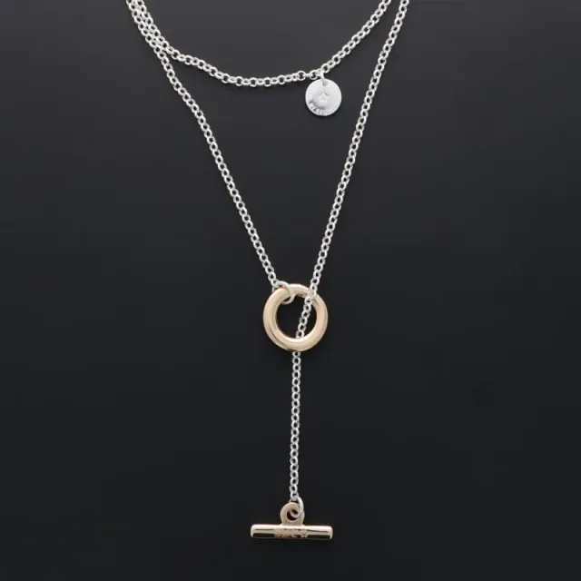 Secret de Cuir N°1636 collier 78 bicolore argent doré