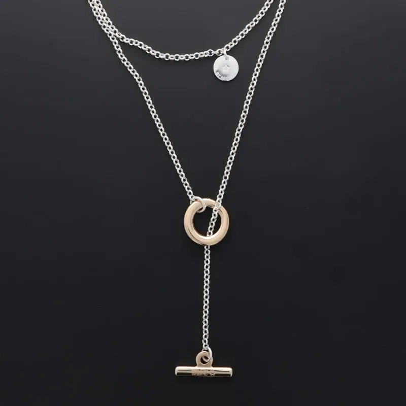 Secret de Cuir N°1636 collier 78 bicolore argent doré