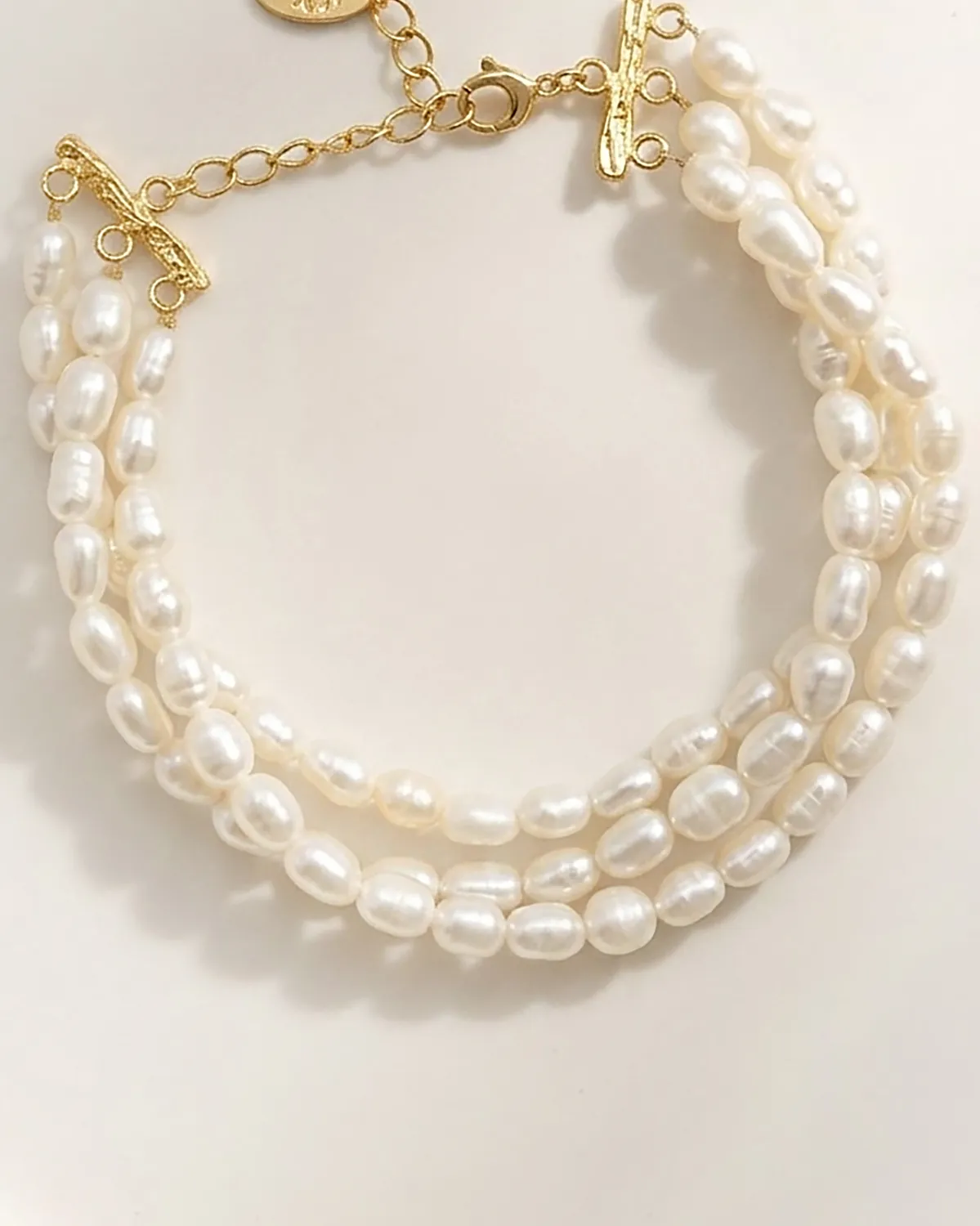 Elise Tsikis Elanci bracelet perles 3 rangs 17,5 cm