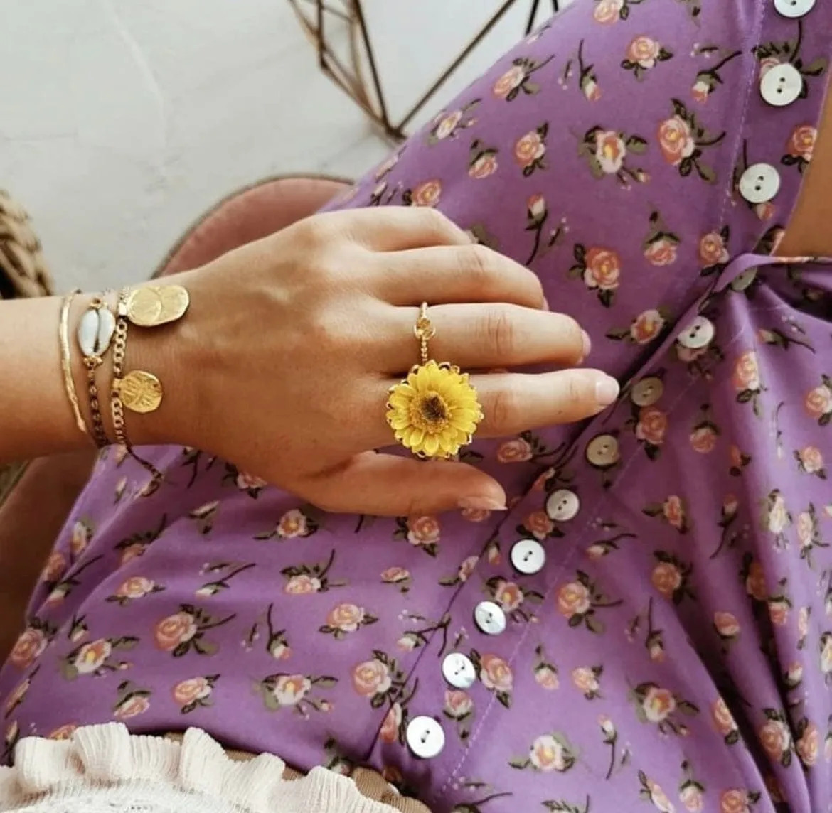 Elise Tsikis Siblas bague fleur ajustable