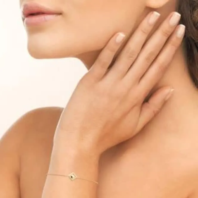 Oriana France bracelet losange plaqué or perlé