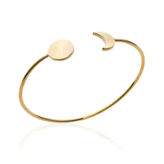 Oriana France soleil et lune bracelet jonc plaqué or doré