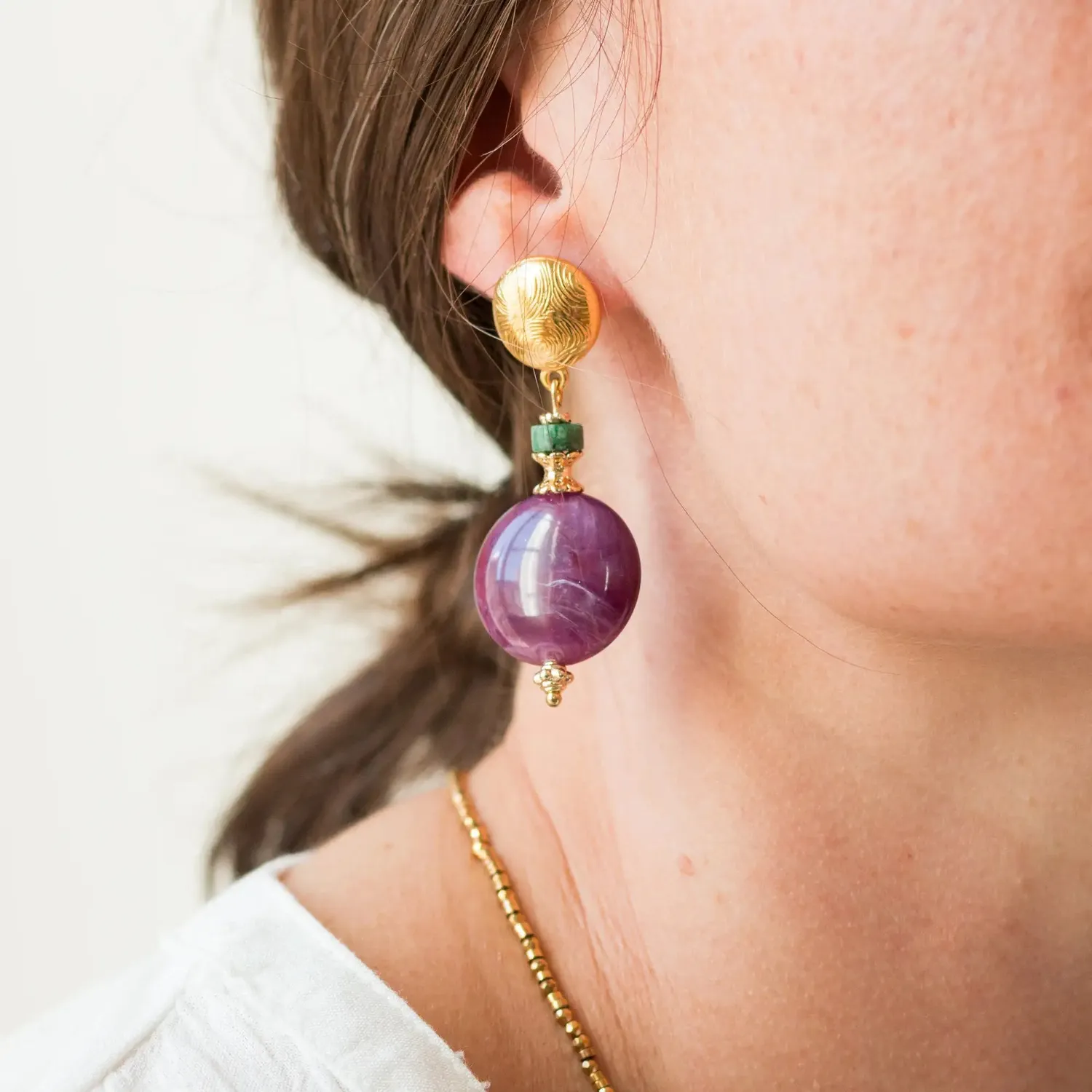 Cloralys Antoinette boucles violettes turquoise 50 mm