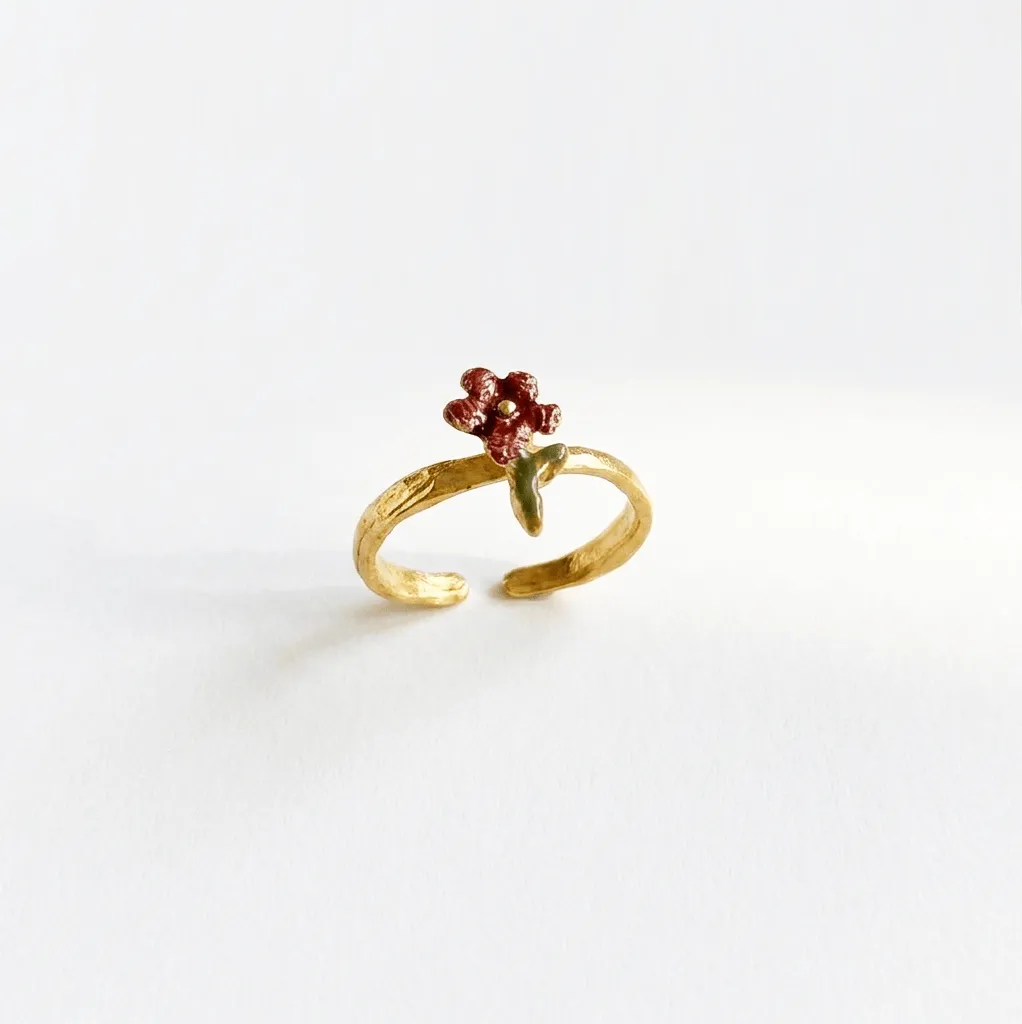 Elise Tsikis Anis bague fleur émaillée jaune enfant