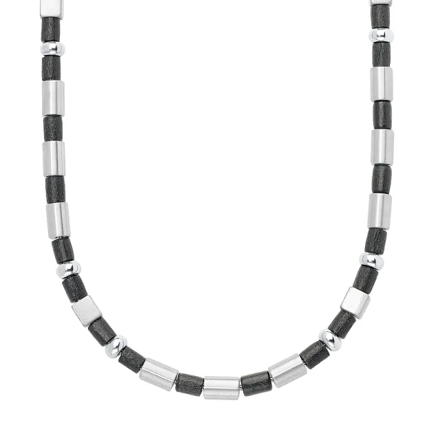 s.Oliver collier homme acier noir bicolore