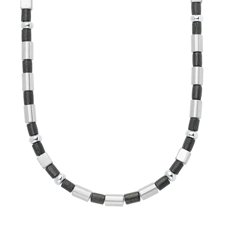 s.Oliver collier homme acier noir bicolore