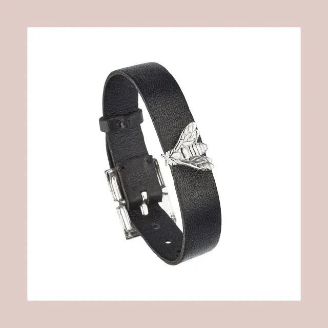 Lorella Tamberi Canal Bee Queen bracelet cuir abeille noir 15-18 cm