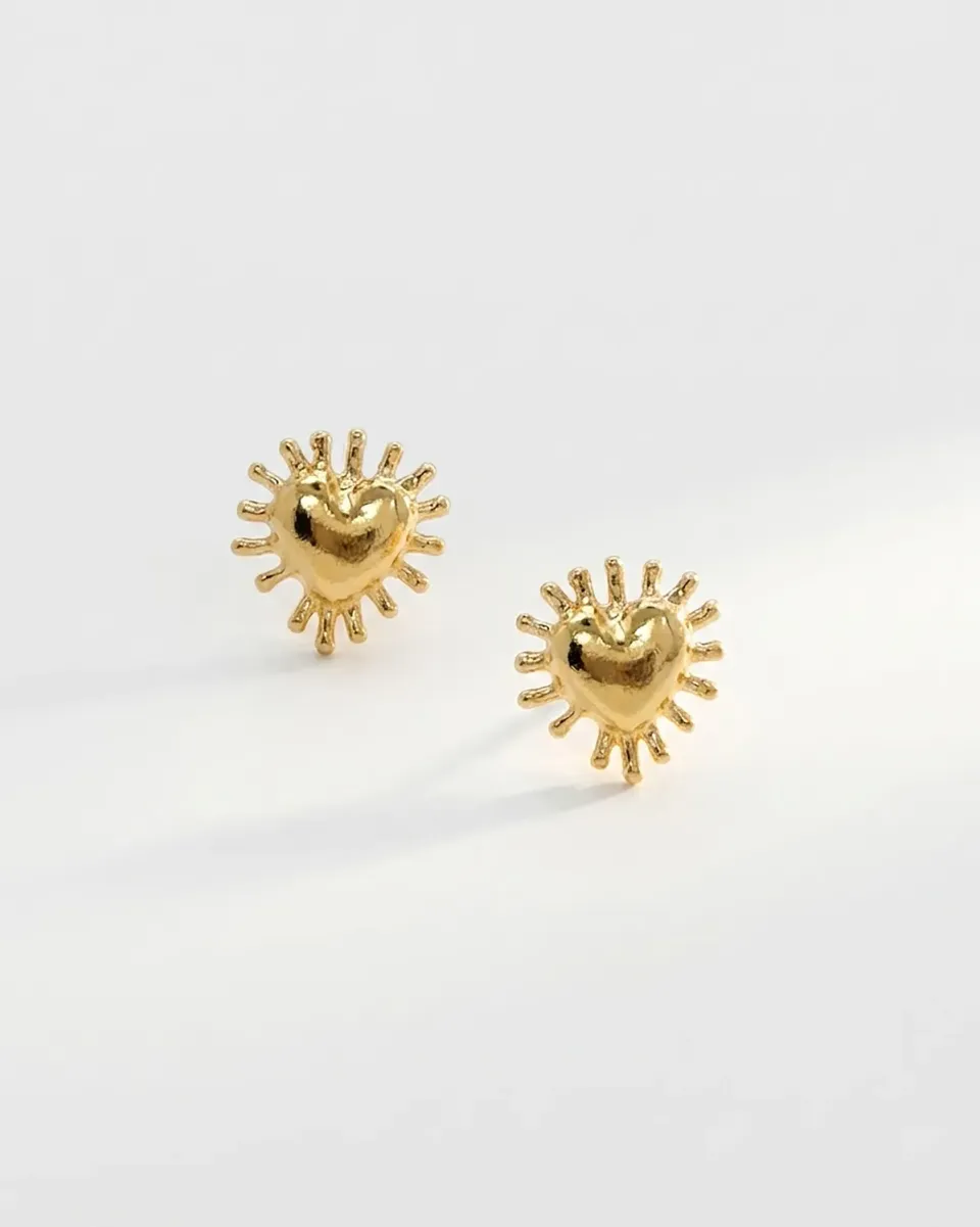 Elise Tsikis Yucatan Xelha boucles d'oreilles or jaune cœur doré
