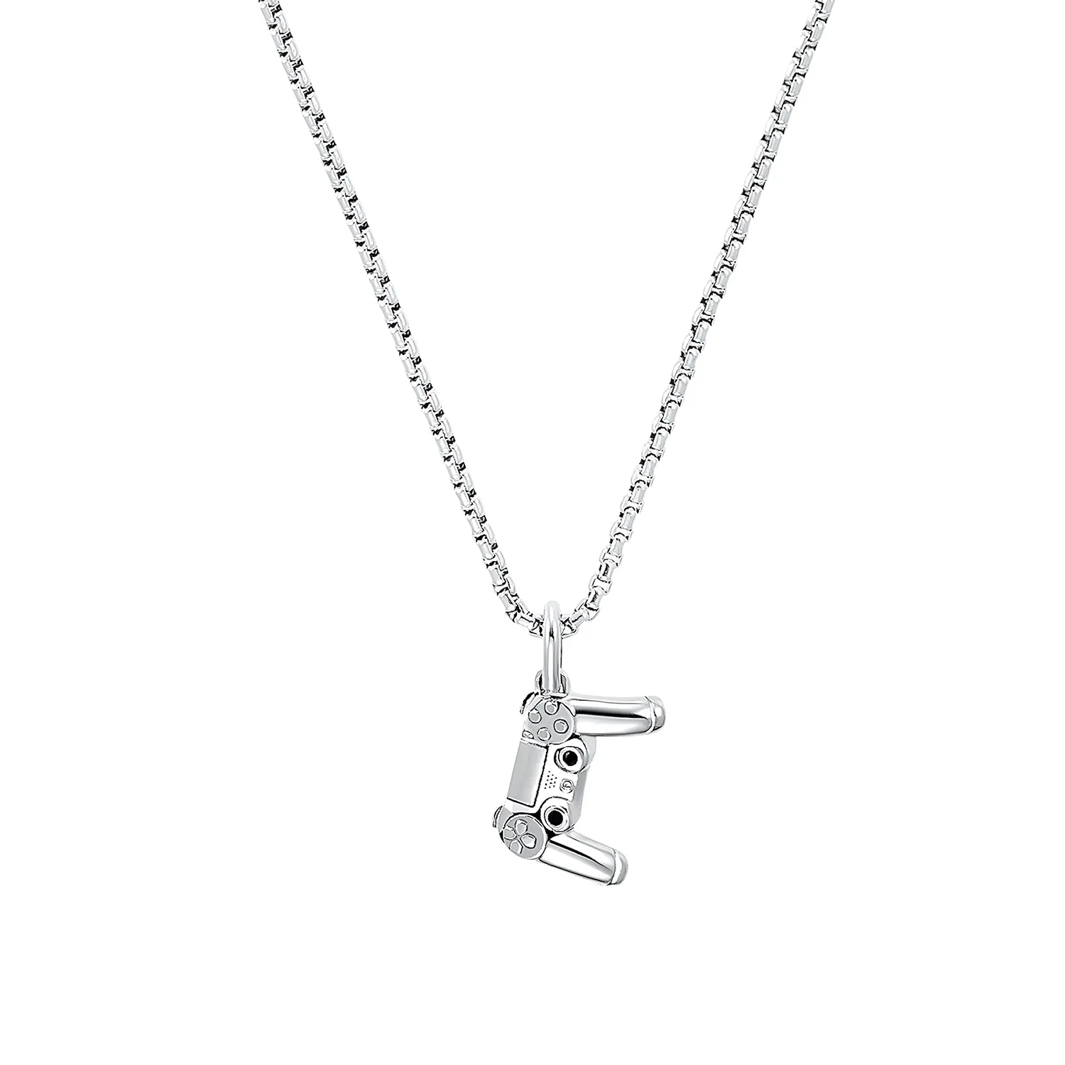 s.Oliver collier garçon croix acier cuir noir