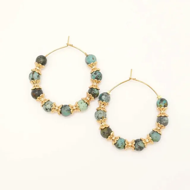 Cloralys Flavie créoles turquoise Afrique 3,5 cm