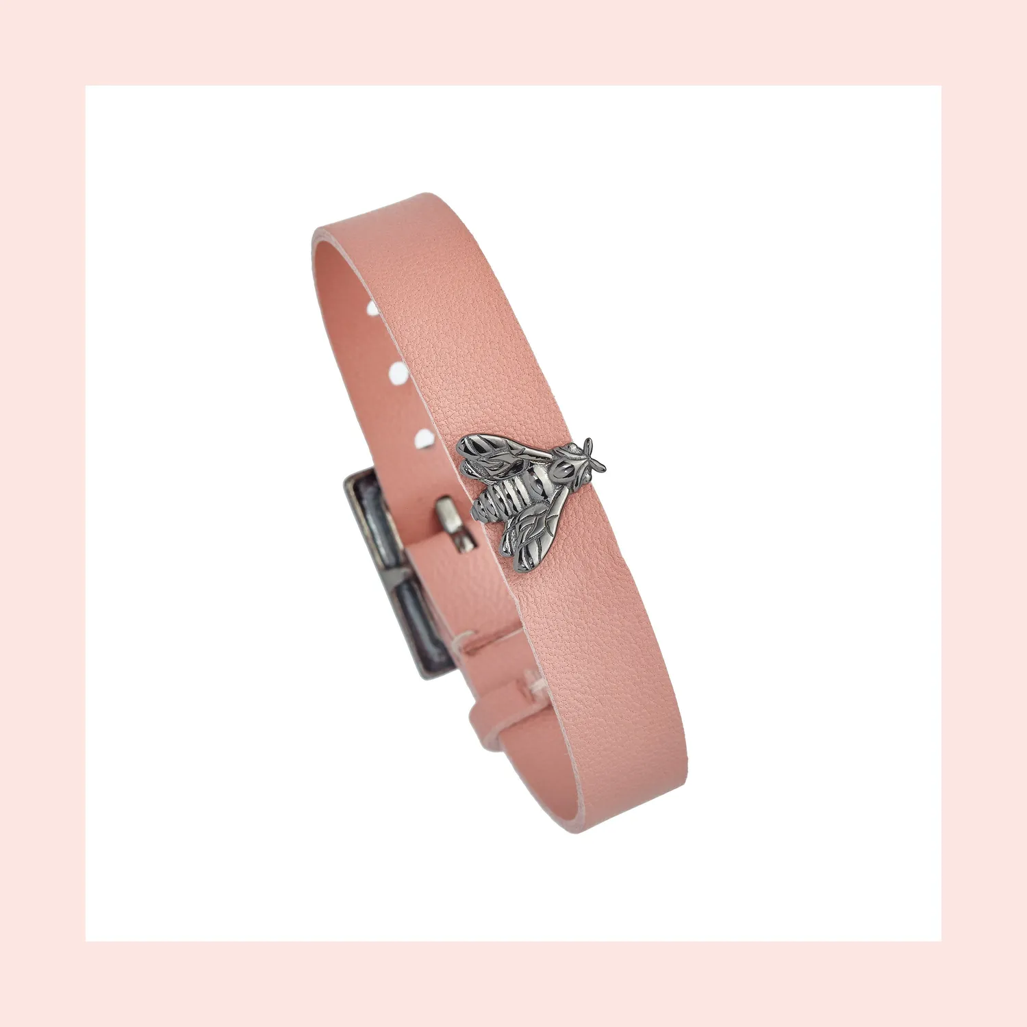 Lorella Tamberi Canal Bee Queen bracelet cuir rose abeille