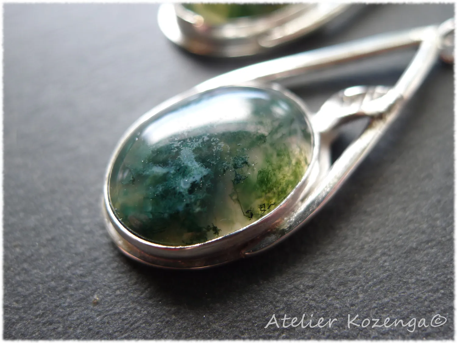 L'Atelier Kozenga Agates mousse boucles d'oreilles argent