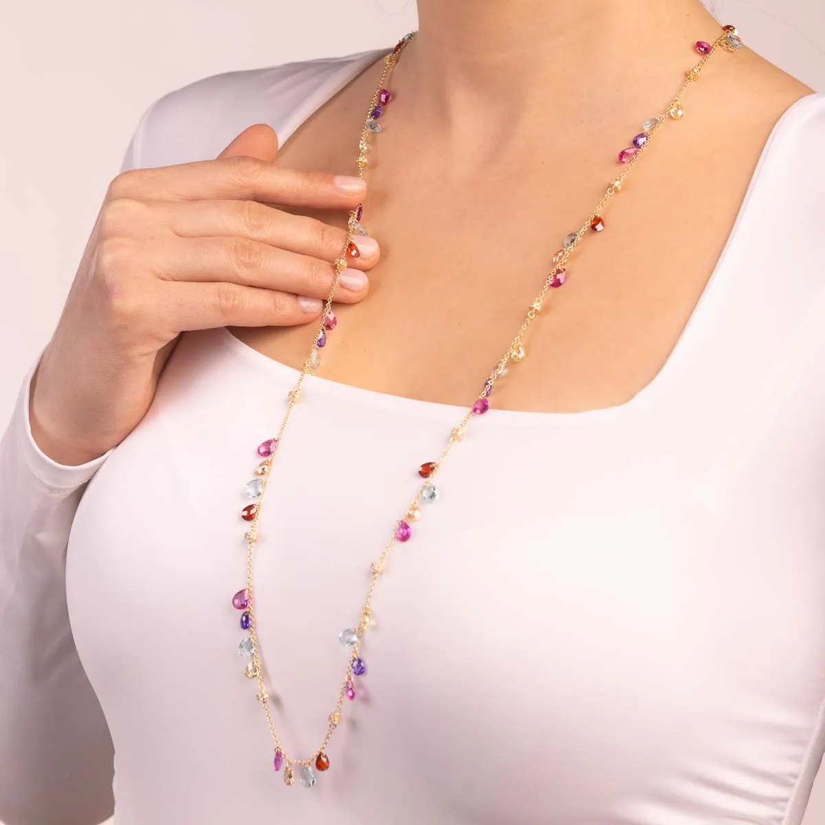 Ultima Edizione collier long gouttes multicolores fantaisie
