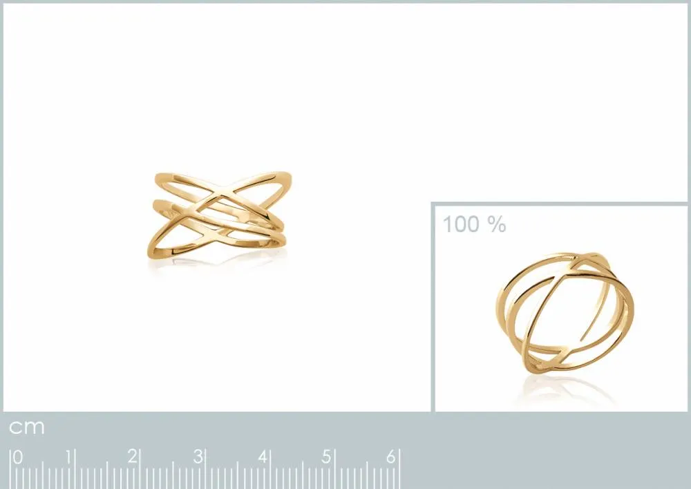 Oriana France anneaux croisés bague large plaqué or