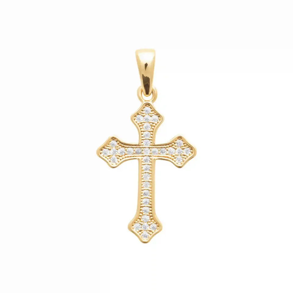Oriana France Croix pendentif plaqué or pierres