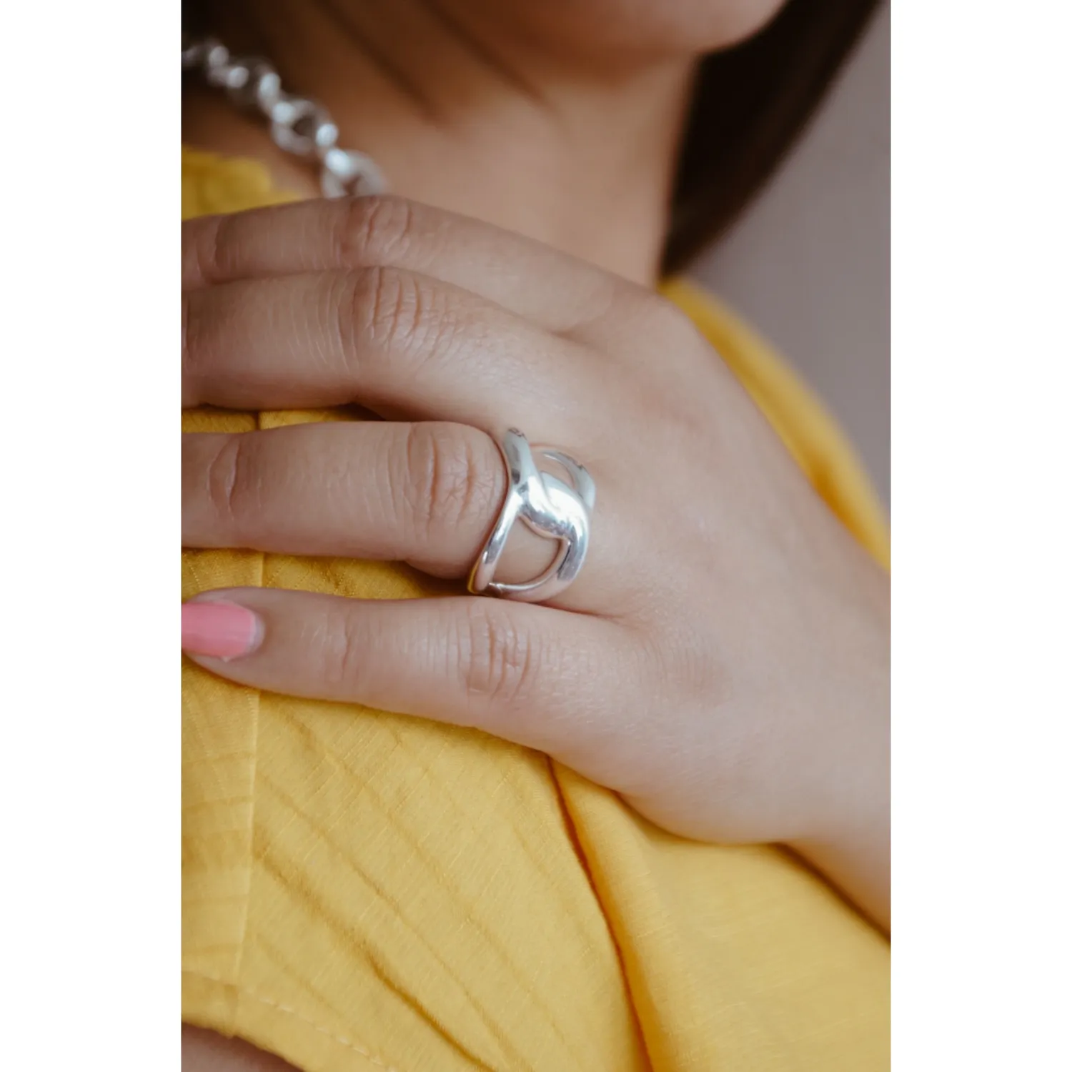 Secret de Cuir N°1101 bague entrelacée plaqué argent