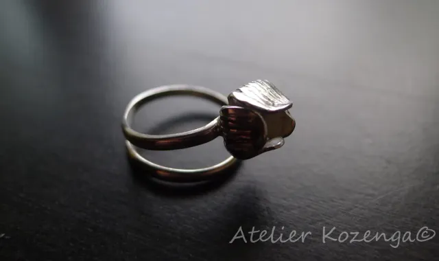 L'Atelier Kozenga Button bague argent bourgeon réglable