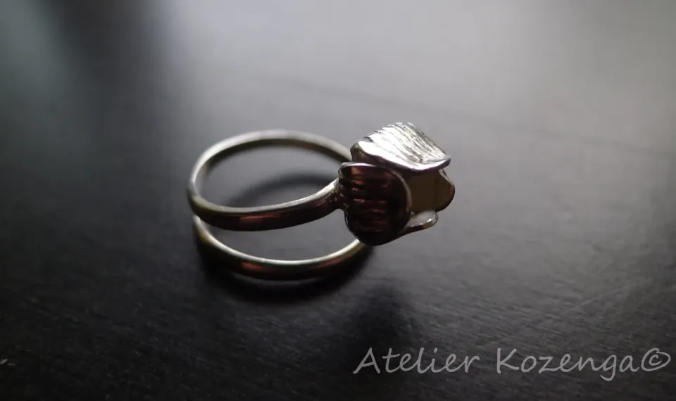 L'Atelier Kozenga Button bague argent bourgeon réglable