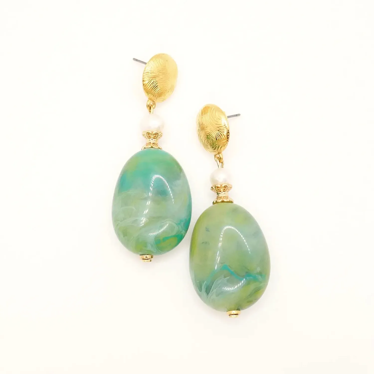 Cloralys Calypso boucles d'oreilles perles turquoise 6 cm