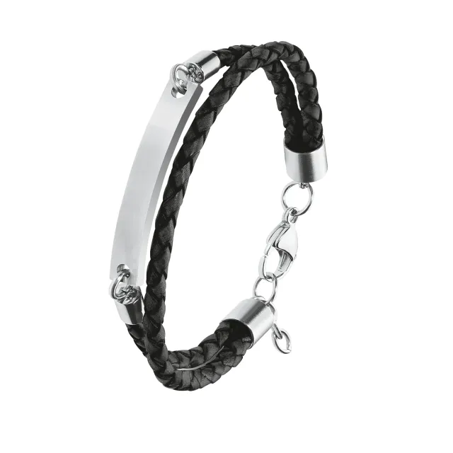 s.Oliver Bracelet Homme Cuir Acier Inoxydable Cadeau