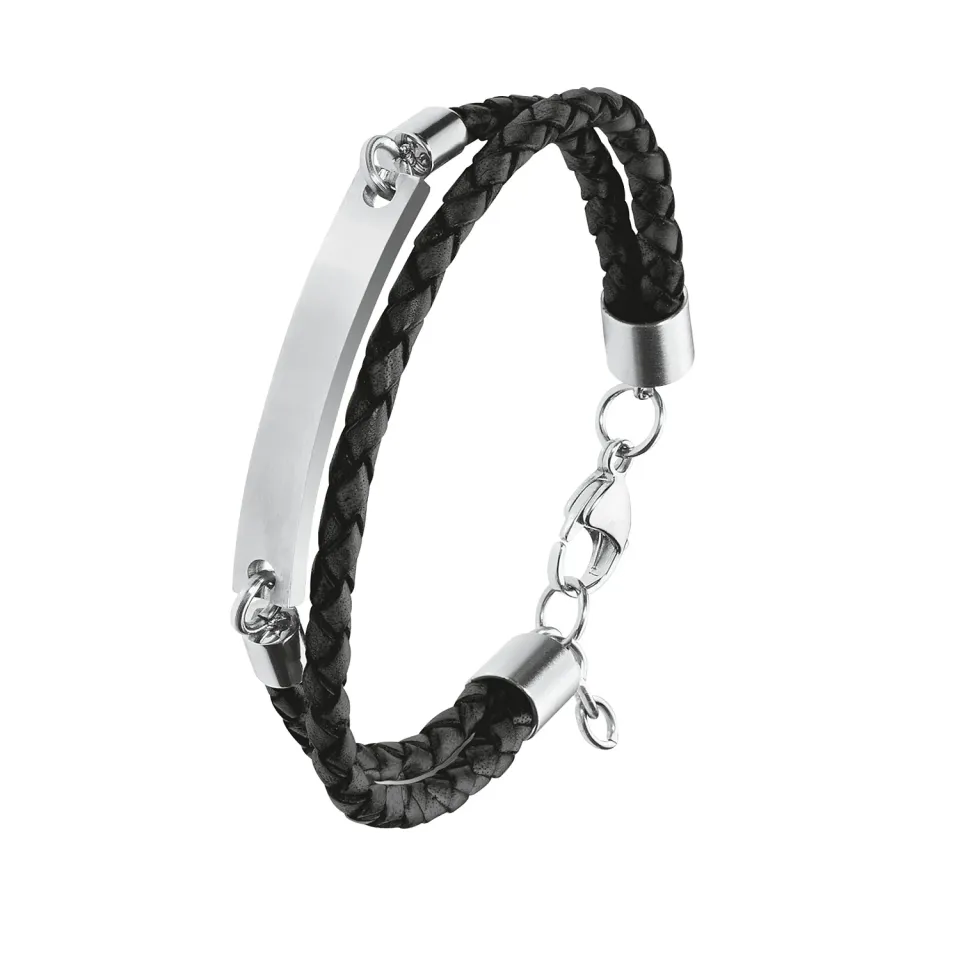 s.Oliver Bracelet Homme Cuir Acier Inoxydable Cadeau