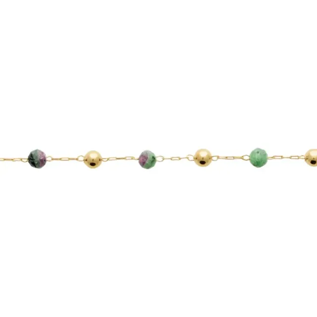 Oriana France rubis zoïsite bracelet perles plaqué or