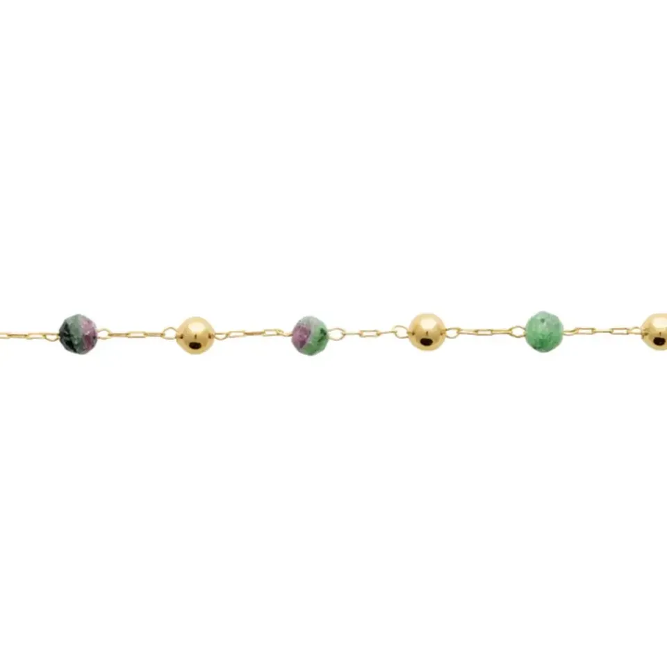 Oriana France rubis zoïsite bracelet perles plaqué or