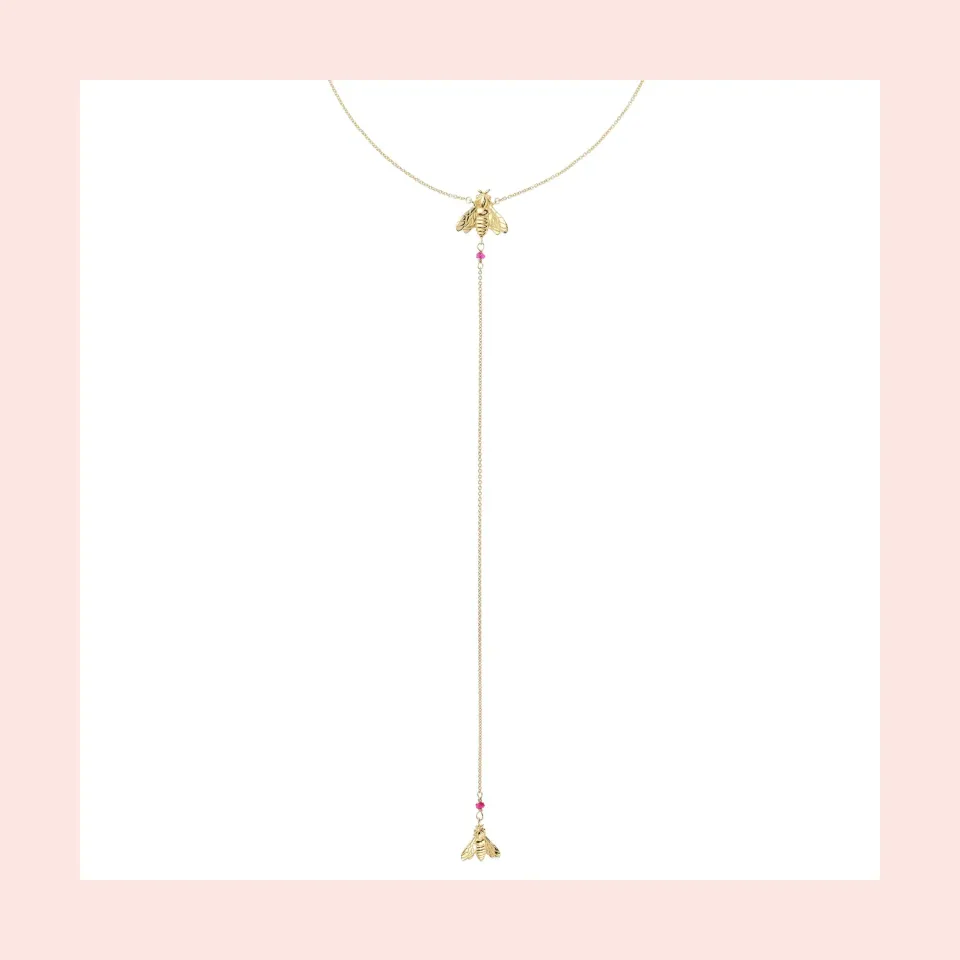 Lorella Tamberi Canal Bee Queen collier pendentif abeilles doré