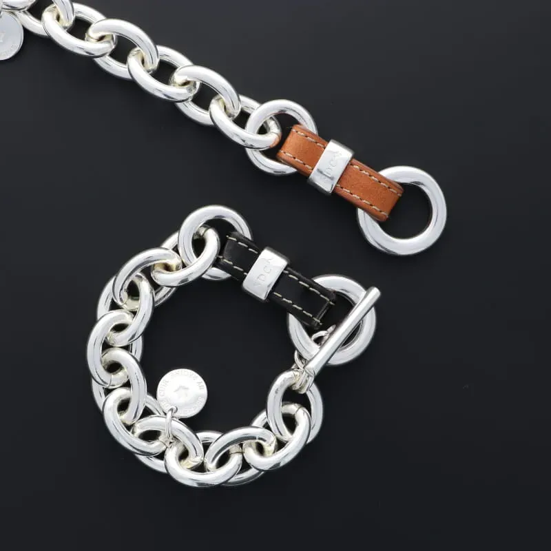 Secret de Cuir N°923 bracelet maille XXL cuir argenté