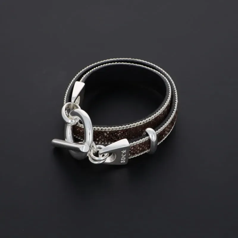 Secret de Cuir N°51 bracelet serpent cuir marron