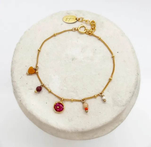 Elise Tsikis Cleo bracelet perles orange femme 14,5 cm