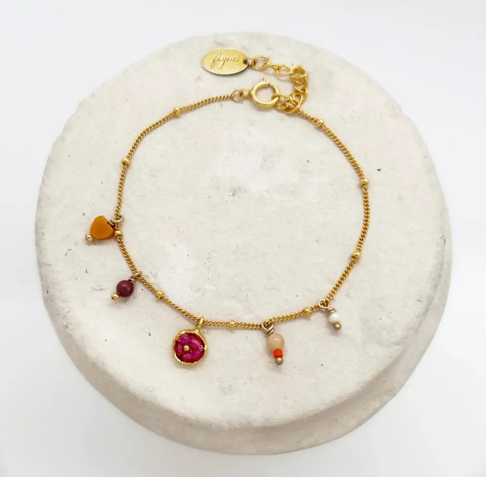 Elise Tsikis Cleo bracelet perles orange femme 14,5 cm