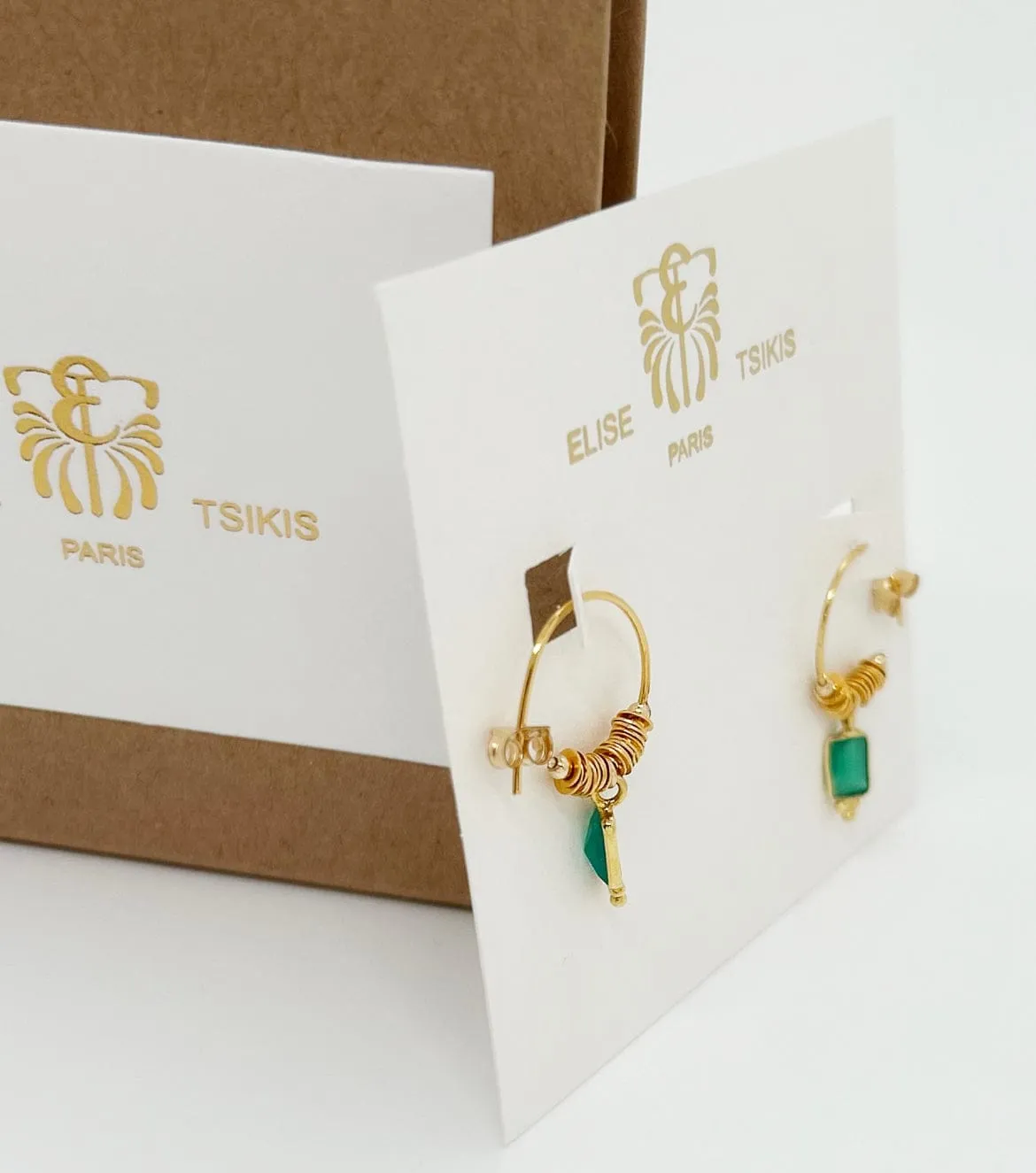 Elise Tsikis Lindale boucles d'oreilles émeraude pierres naturelles