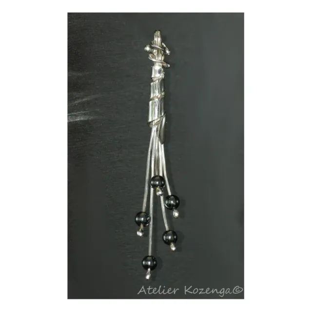 L'Atelier Kozenga Torsade d'Héma pendentif argent hématite