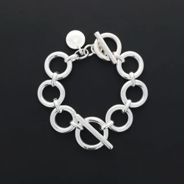 Secret de Cuir N°1337 bracelet rond barre plaqué argent