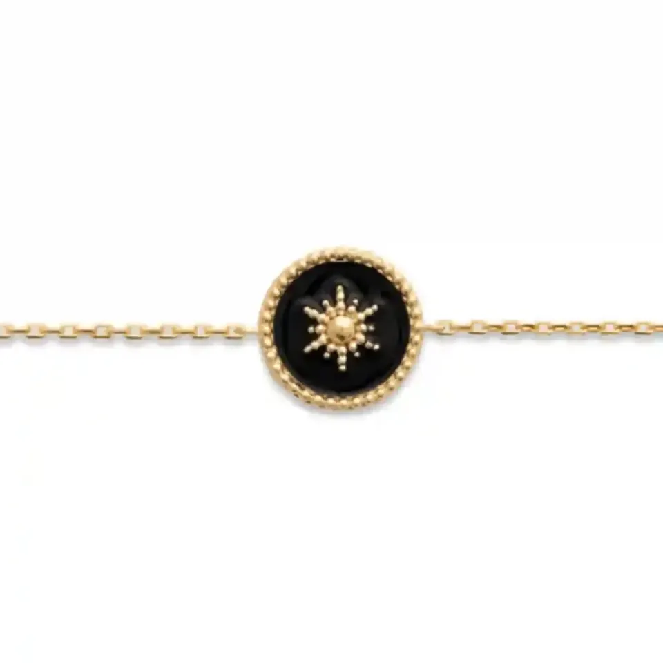 Oriana France soleil laque noire bracelet plaqué or
