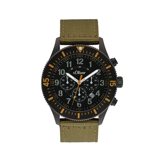 s.Oliver montre homme chronographe noir IP 5 bar