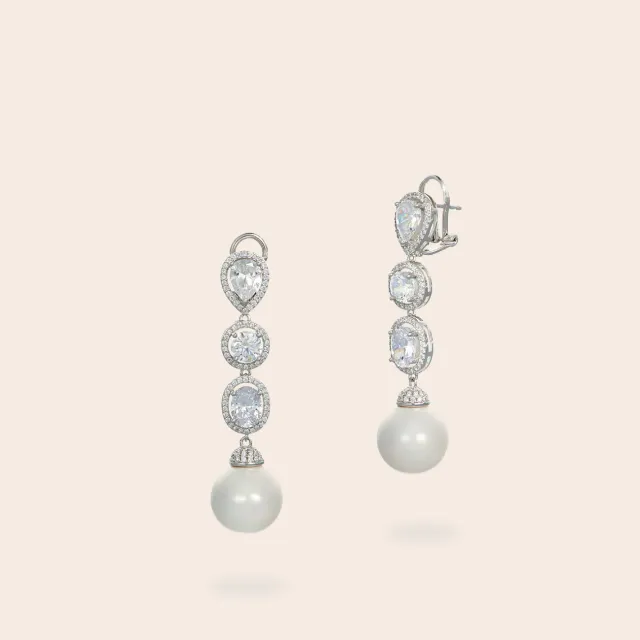 Ultima Edizione Perla 14 boucles perle zircons blancs 14 mm