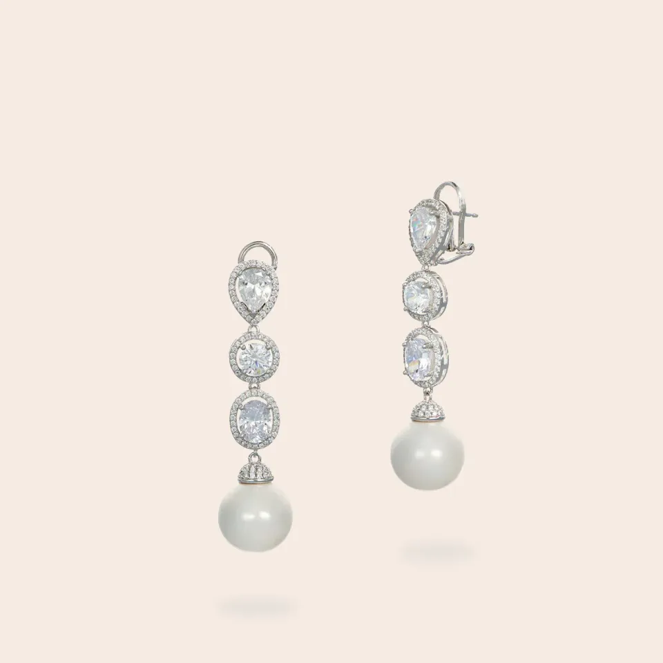 Ultima Edizione Perla 14 boucles perle zircons blancs 14 mm