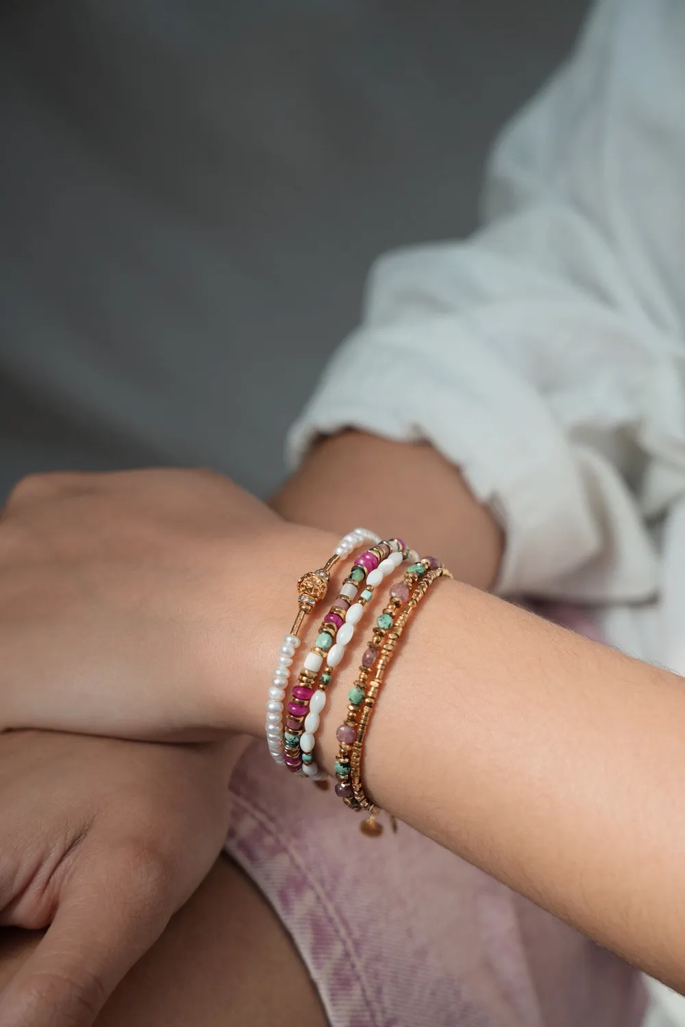 Cloralys Aria bracelet perles naturelles 15 cm