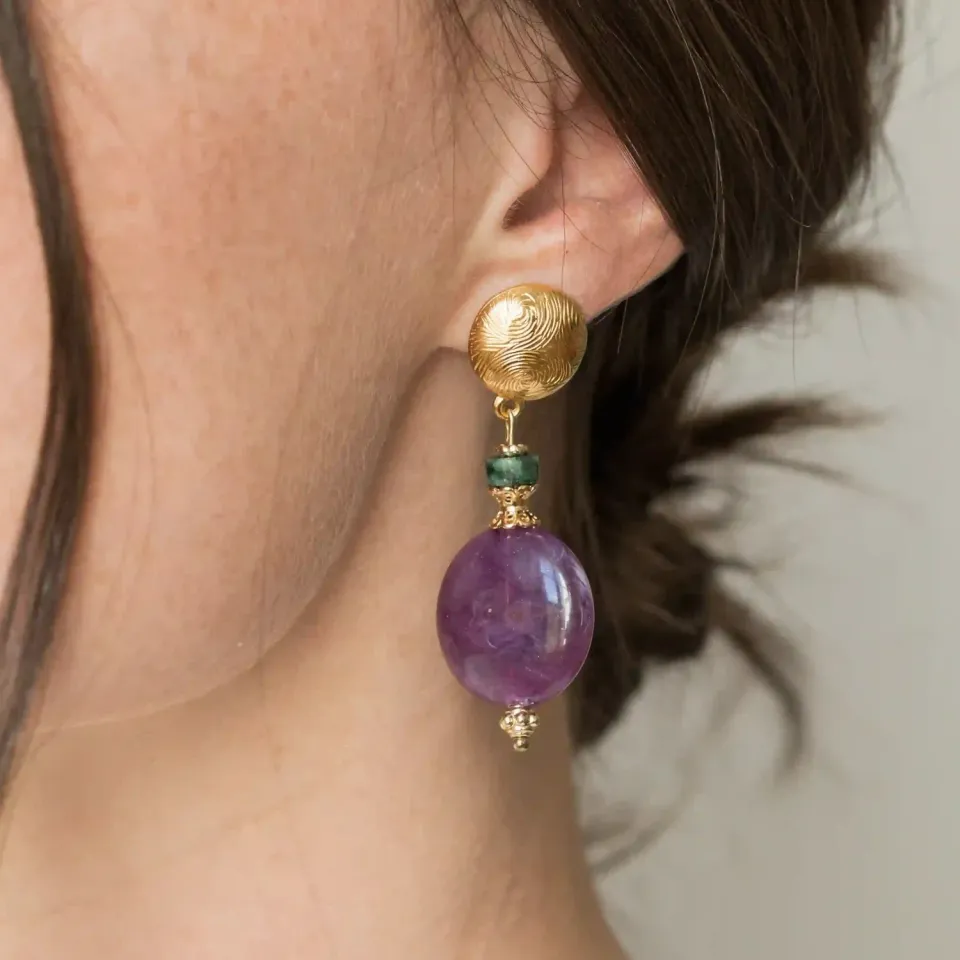 Cloralys Antoinette boucles violettes turquoise 50 mm